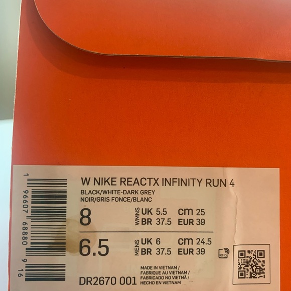 Women’s Nike Infinity Reactx Run 4 size 8 - Picture 4 of 8